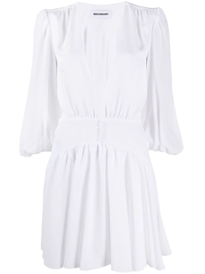 Brognano Flared Plunging-neck Dress In White