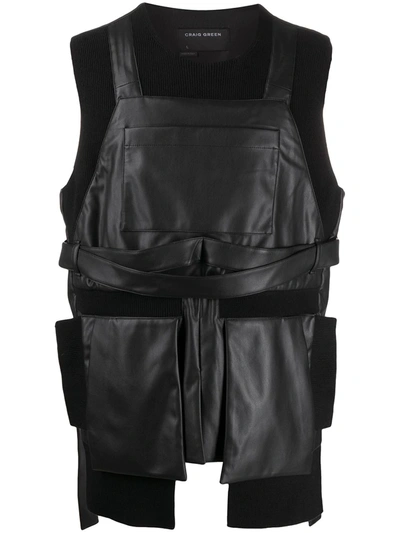 Craig Green Faux-leather Panel Top In Black
