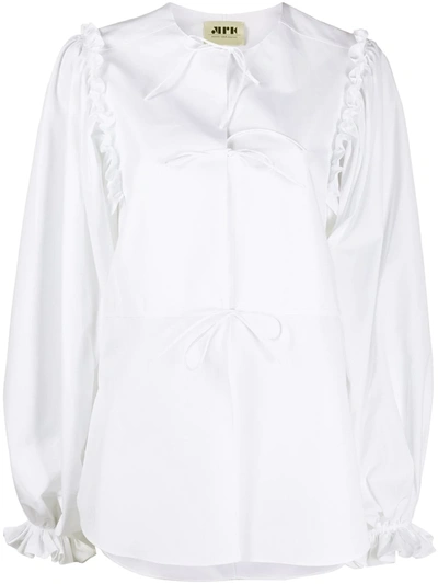 Maison Rabih Kayrouz Tied Ruffle Shirt In White