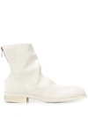 Guidi Cracked-effect Ankle Boots In White