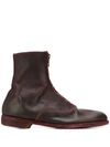 Guidi Cracked-effect Ankle Boots In Red