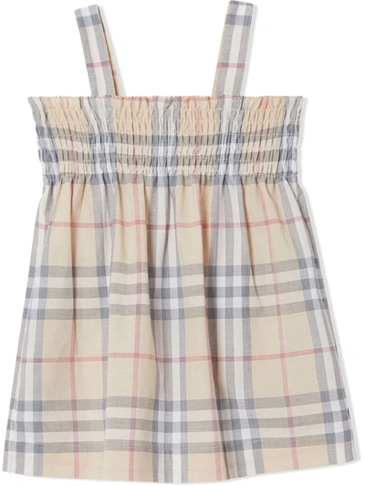 Burberry Baby Girl's Joan 2-piece Checker Dress & Bloomers In Pale Stone