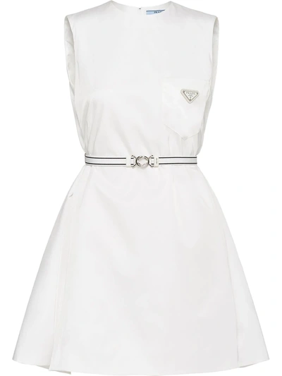 Prada Re-nylon Sleeveless Gabardine Dress In White