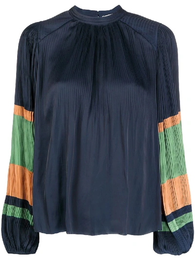 Ulla Johnson Rosa Pleated Loose-fit Blouse In Blue