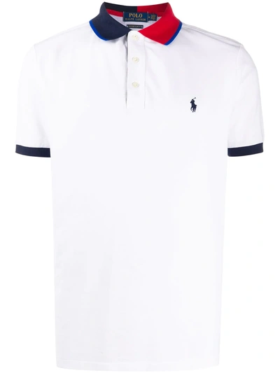 Polo Ralph Lauren Colour Block Collar Polo Shirt In White