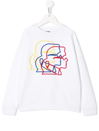 Karl Lagerfeld Kids' Long Sleeved Embroidered Karl Sweater In White