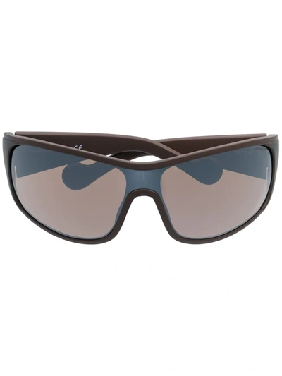 Moncler Curved Tinted Sunglasses In Brown