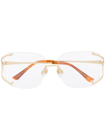 Gucci Rimless Square-frame Glasses In Gold