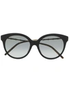 Gucci Round Acetate Bamboo Effect Arms Sunglasses In Black