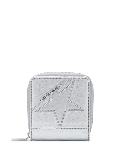 Golden Goose Star Detail Compact Wallet In Silver