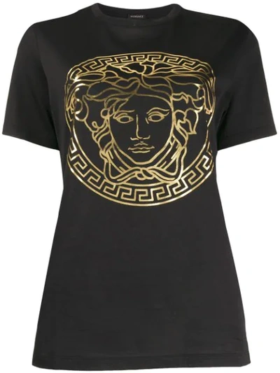 Versace Motif Detail T-shirt In Black