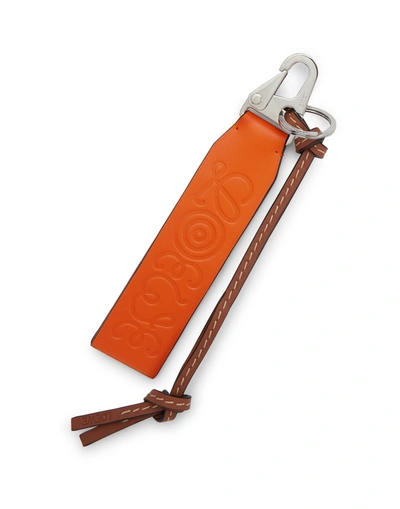 Loewe Eye Leather Keyring With Logo In Orange