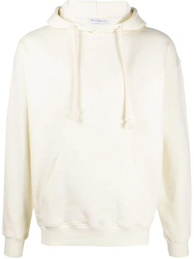 Jw Anderson Logo Embroidered Hoodie In White