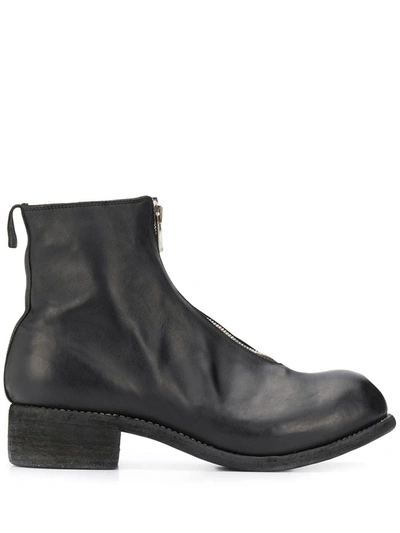 Guidi Cracked-effect Ankle Boots In Black