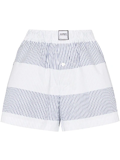 Eytys Quinn Stripe Shorts In Blue