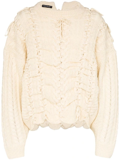 Y/project Lace-up Knitted Jumper In Neutrals