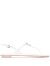 Prada White Triangle Logo Thong Sandals In Weiss