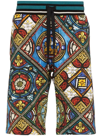 Dolce & Gabbana Kings Age Print Bermuda Shorts In Black