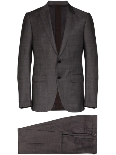 Ermenegildo Zegna Two-piece Micro Check Wool Suit In Grey
