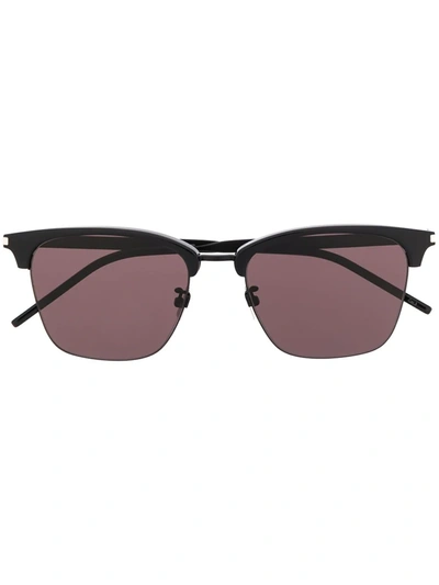 Saint Laurent Half Rim Sunglasses In Black