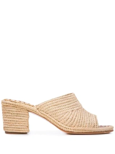 Carrie Forbes Rama Raffia Straw Block Heel Sandals In Natural