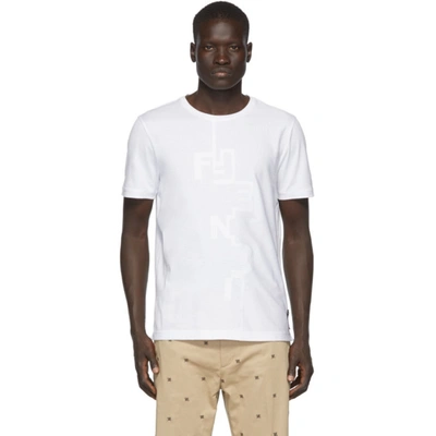 Fendi Mens White Jersey Regular-fit T-shirt