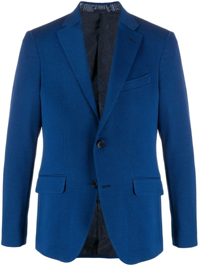 Etro Single Breasted Jersey Blazer In Blue