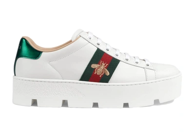 Pre-owned Gucci  Ace Platform White