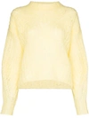 Isabel Marant Women's Inko Open Knit Puff Sleeve Sweater In Yellow