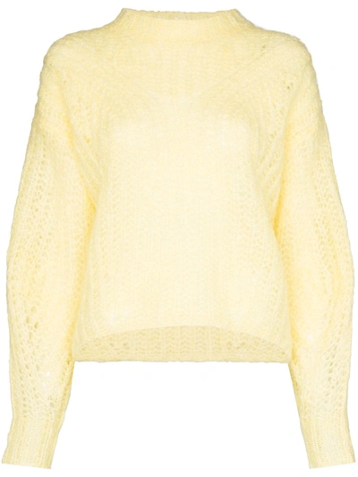 Isabel Marant Women's Inko Open Knit Puff Sleeve Sweater In Yellow