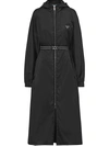 Prada Nylon Gabardine Raincoat In Black