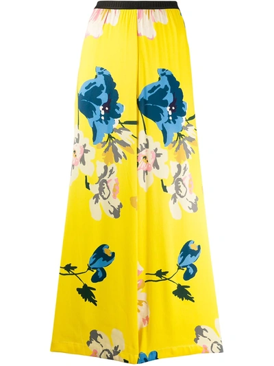 Antonio Marras Floral Print Wide-leg Trousers In Yellow