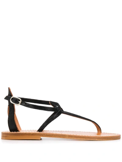 Kjacques Embossed Thong Sandals In Black