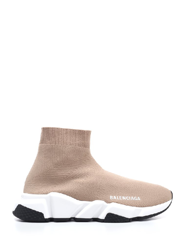 Balenciaga Speed Logo Sock Sneakers In Beige | ModeSens