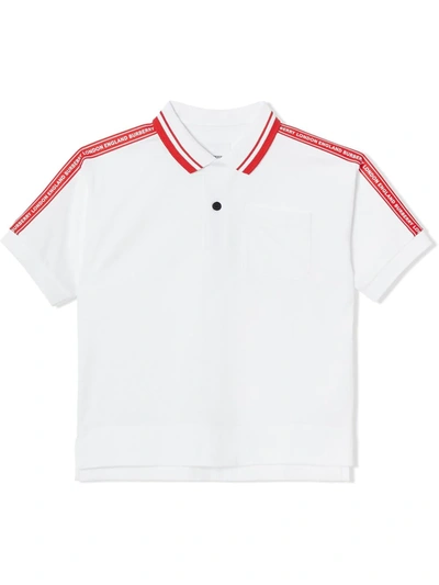Burberry Kids' Boy's Alford Polo Shirt W/ Logo Taping In White