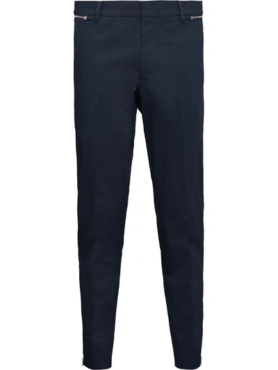 Prada Zip-detail Cropped Trousers In Blue