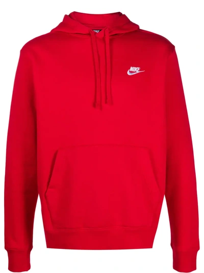 Nike Embroidered Logo Hoodie In Red