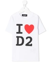 Dsquared2 Kids' I Heart D2 Print T-shirt In White