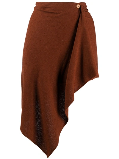 Pre-owned Romeo Gigli 1990s Asymmetric Short Skirt In Brown