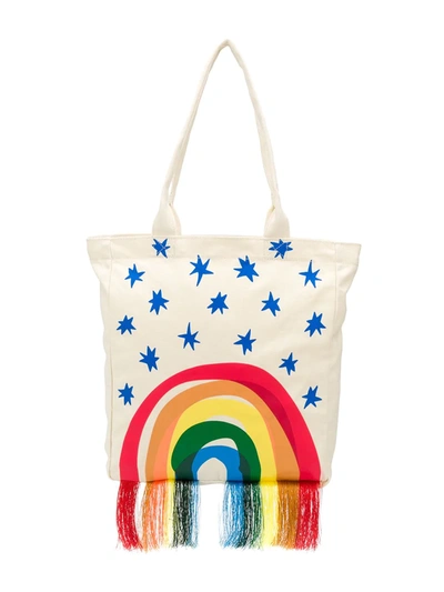 Stella Mccartney Kids' Rainbow-print Tote Bag In White