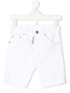 Dsquared2 Kids' Slim-fit Denim Shorts In White