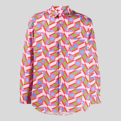 Comme Des Garçons Shirt Abstract Printed Pocket Shirt In Pink