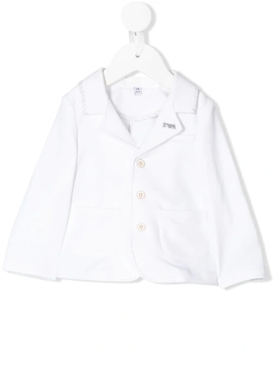 Emporio Armani Babies' Single-breasted Fitted Blazer In White