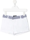 Ralph Lauren Kids' Belted Cotton-blend Shorts In Bianco