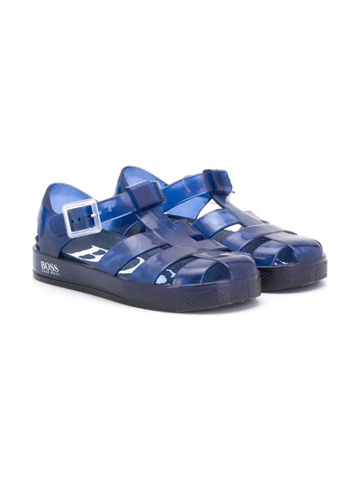 Hugo Boss Kids' Strappy Jelly Shoes In Blue
