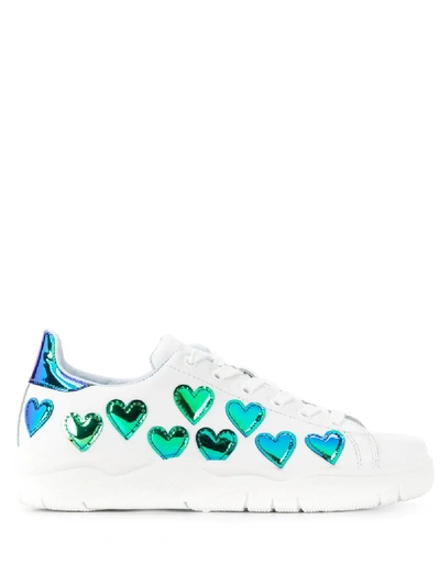 Chiara Ferragni Roger Heart Embroidered Sneakers In White