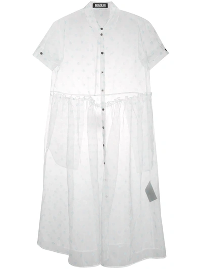 Miaoran Polka-dot Chiffon Shirt Dress In White