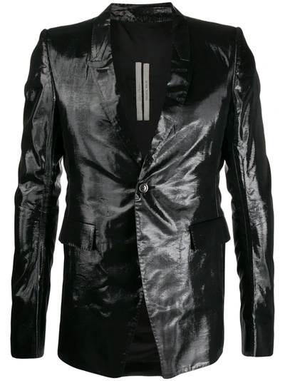 Rick Owens Lacquered-effect Tailored Blazer In Black