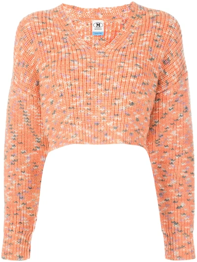 M Missoni Cropped Chunky Knit Jumper In Orange