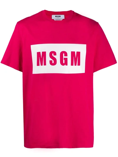 Msgm Logo Print T-shirt In Pink